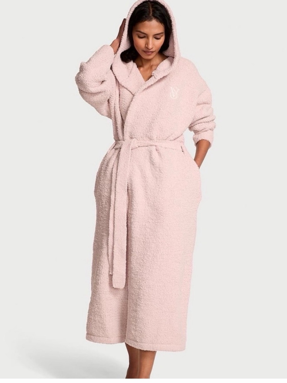 Victoria's Secret Hooded Plush Robe - Light Pink